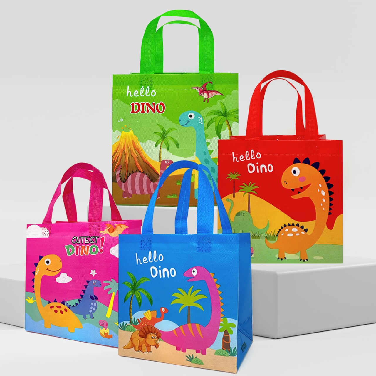 Wrapables Non-Woven Reusable Gift Bags with Handles for Parties, Birthdays, Favors and Treats (Set of 8)